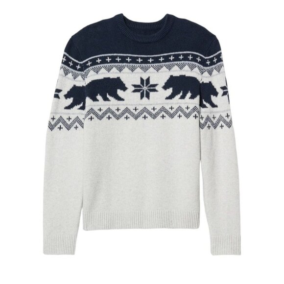 Old Navy Men's Sweater Snowflake Bear Fair Aisle Blue Grey So Soft XL JJ3435 - Picture 1 of 3